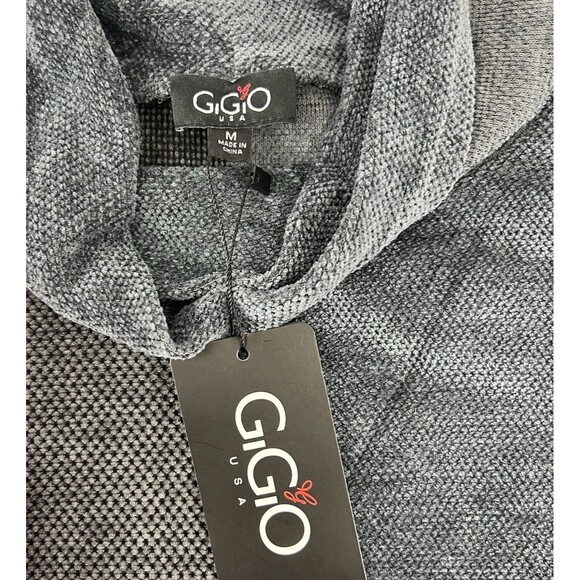 GIGIO USA Two Toned Gray Color-Block Turtleneck Sweater Bell Sleeves  Pockets M - Picture 13 of 16